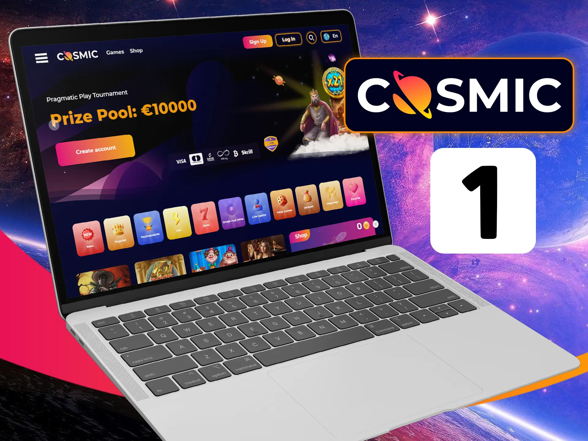 Open main page of Cosmicslot website.