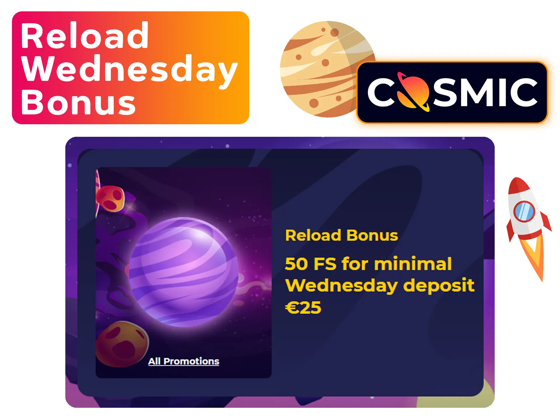 Become rich every wednesday with Cosmicslot.